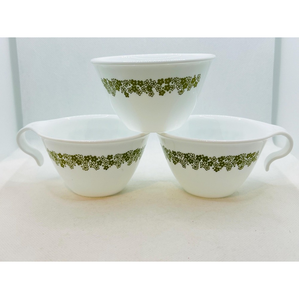 Vintage Corelle Spring Blossom Crazy Daisy Hook-Handle‎ Coffee Cups & Sugar Bowl